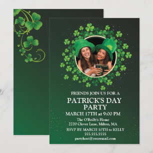 Invitation St. Patrick's Day Green Vine Shamrock Irish Party