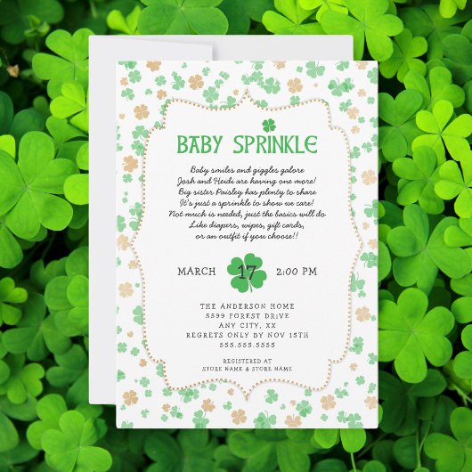 Invitation St Patrick's Day Irlandais Baby Sprinkle Douche