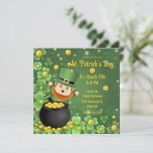 Invitation St. Patrick's Day Leprechauns Shamrock & Gold (Debout devant)