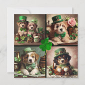 Invitation St Patrick's Day mignonne Chiots irlandais dans Gr (Devant)