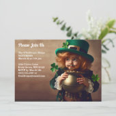 Invitation St Patrick's Day Party Irish Child Pot of Gold (Debout devant)
