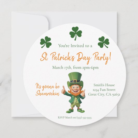 Invitation St Patrick's Day Party-Leprechaun (Devant)
