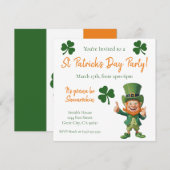 Invitation St Patrick's Day Party-Leprechaun (Devant / Derrière)