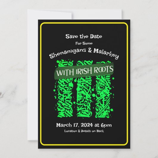 Invitation St. Patrick's Day Party Save the Date Irish Roots (Devant)