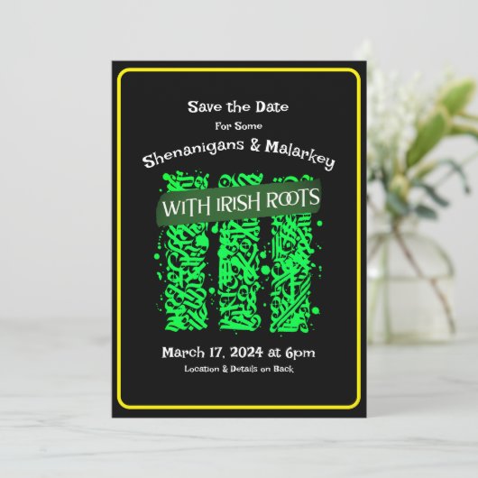 Invitation St. Patrick's Day Party Save the Date Irish Roots (Debout devant)