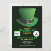 Invitation St Patrick's Day Party Vert Casquette & Shamrock (Devant)