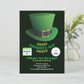 Invitation St Patrick's Day Party Vert Casquette & Shamrock (Debout devant)