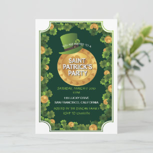 Invitation St Patrick's Day Party Vert Élégant mignon moderne