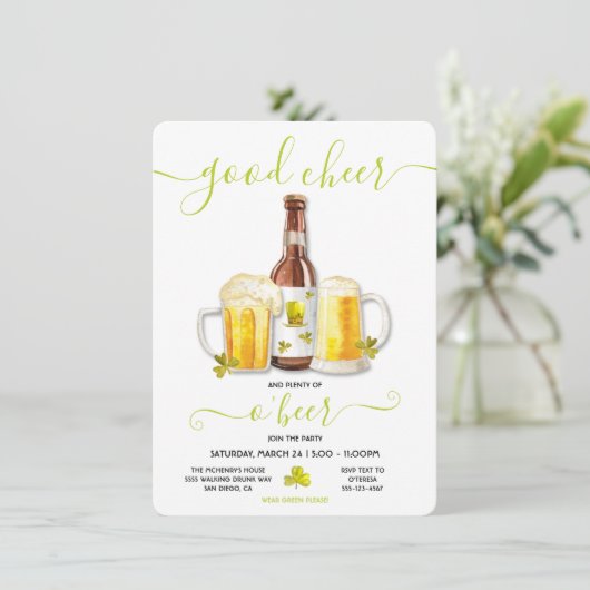 Invitation St. Patrick's Day Plenty of O Beer Party (Debout devant)