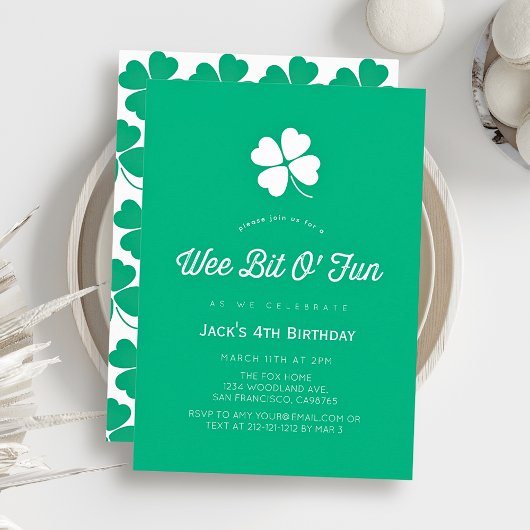 Invitation St. Patrick's Day Shamrock Green Boy Birthday