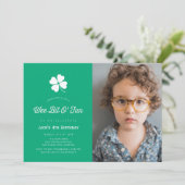 Invitation St. Patrick's Day Shamrock Green Photo Birthday (Debout devant)