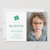Invitation St. Patrick's Day Shamrock White Photo Birthday (Devant)