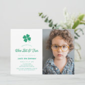 Invitation St. Patrick's Day Shamrock White Photo Birthday (Debout devant)
