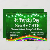 Invitation St. Patrick's Day Shiny Arc-en-ciel, Or, Shamrock (Devant / Derrière)