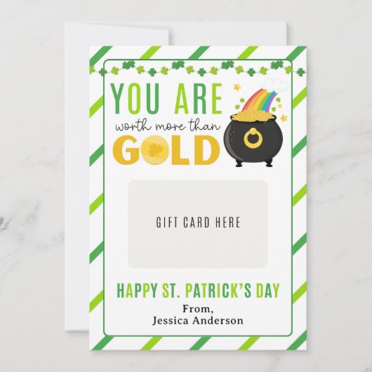 Invitation St. Patrick's Day Teacher Appreciation Gift Card (Devant)