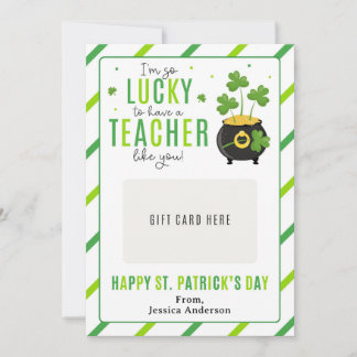 Invitation St. Patrick's Day Teacher Appreciation Gift Card