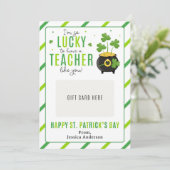 Invitation St. Patrick's Day Teacher Appreciation Gift Card (Debout devant)