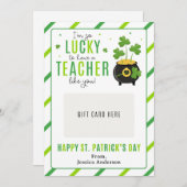 Invitation St. Patrick's Day Teacher Appreciation Gift Card (Devant / Derrière)