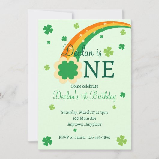 Invitation St. Patrick's Irish First 1st Birthday (Devant)
