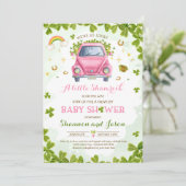 Invitation St Patrick's Little Shamrock Drive By Baby shower (Debout devant)