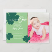 Invitation St. Patricks Lucky First Birthday Photo Shamrock (Devant)