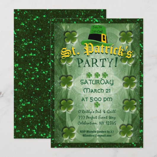 Invitation St. Patrick's Party (Devant / Derrière)