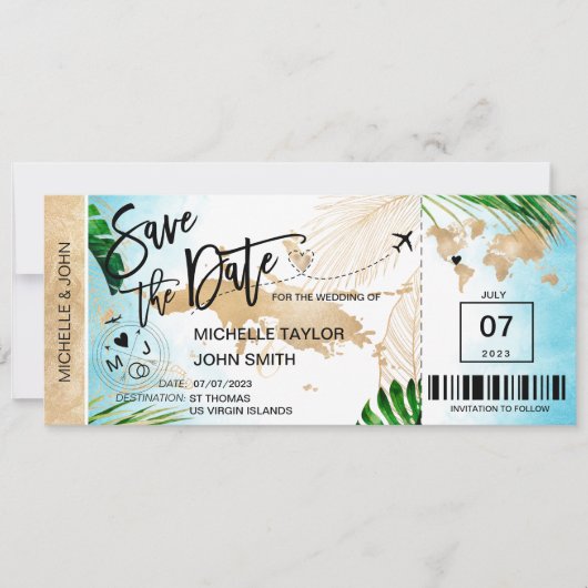 Invitation ST THOMAS Enregistrer la date Embarquement Pass Pl (Devant)