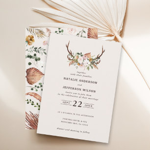Invitation Stag rouille terre cuite rose rustique élégant rus