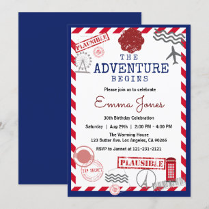 Invitation Stamp Rustique Destination Anniversaire Aventure c