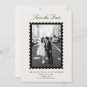 Invitation Stamp Style Modern Ivory One Photo Save the Date (Devant)