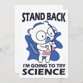 Invitation Stand Back - Adorable Cat Scientist Experimenting  (Devant / Derrière)