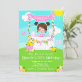 Invitation Stand de citronnade rose Anniversaire Brown coiffe (Debout devant)