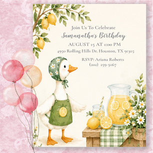 Invitation Stand de limonade Aquarelle Oie Fête d'anniversair
