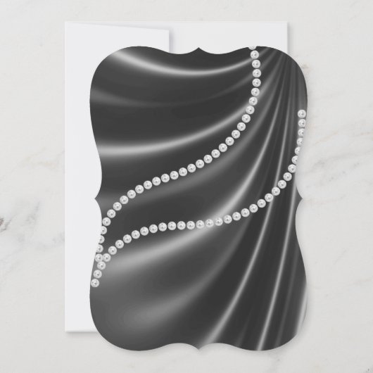 Invitation Stand en diamant noir argent élégant mariage perso (Dos)