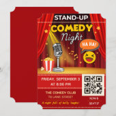 Invitation Stand-Up Comedy Night Ticket | QR Code Invite (Devant / Derrière)