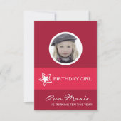 Invitation Star Birthday Girl Photo (Devant)