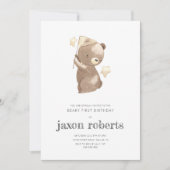 Invitation Star Catcher Bear Cute Watercolor 1er anniversaire (Devant)