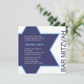 Invitation Star de David Bar Mitzvah - blanc et bleu (Debout devant)