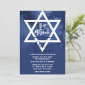 Invitation Star de David Bar Mitzvah de la Marine moderne Blu (Debout devant)