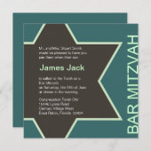 Invitation Star de David Bar Mitzvah Green & Brown 2 (Devant / Derrière)