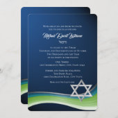 Invitation Star de David Green et Blue Gradient Bar Mitzvah (Devant / Derrière)