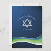 Invitation Star de David Green et Blue Gradient Bar Mitzvah (Dos)