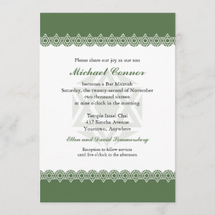Invitation Star de David Olive Bar ou Bat mitzvah