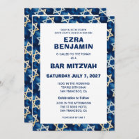 Star de David Watercolor Custom QR Bar Bat mitzvah