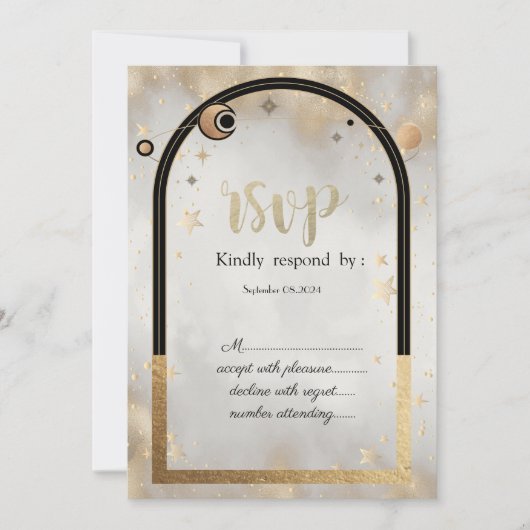 Invitation Star de l'or céleste Sun Moon Galaxy RSVP (Devant)