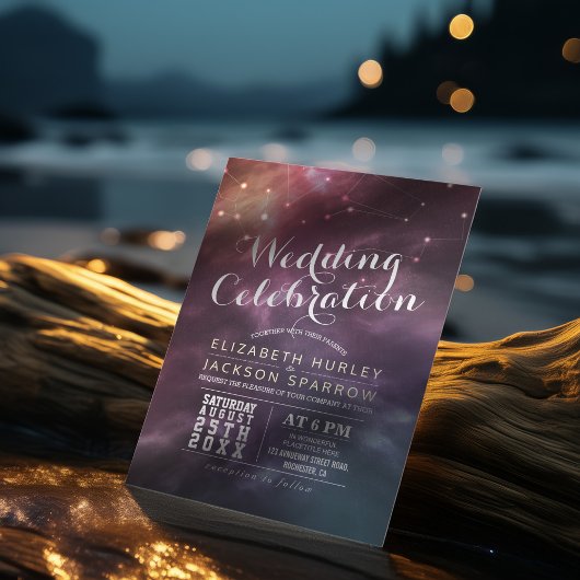 Invitation Star de nuit Mariage moderne Sky Galaxy Constellat