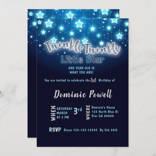 Invitation Star de Twinkle (Devant / Derrière)