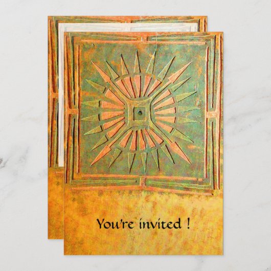 Invitation STAR DU MATIN, jaune antique, vert, blanc (Devant / Derrière)