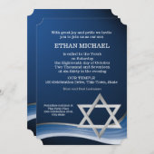 Invitation Star et Blue Wave Bar Mitzvah (Devant / Derrière)
