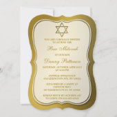 Invitation Star Juive Or Métallique De David Bar Mitzvah (Devant)